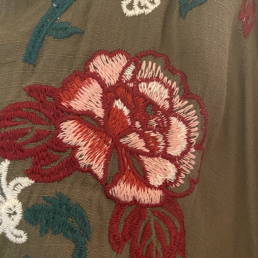 Hunter green embroidered romper